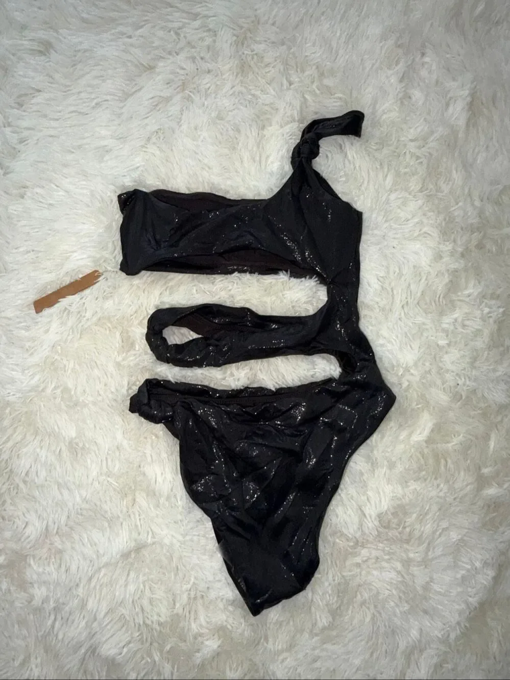 SKIMS Liquid shine swim knotted one shoulder monokini size S color onyx new with